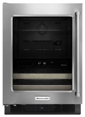 Kitchenaid KUBL204ESB 24" Beverage Center With Glass Door And Wood-Front Racks - Stainless Steel