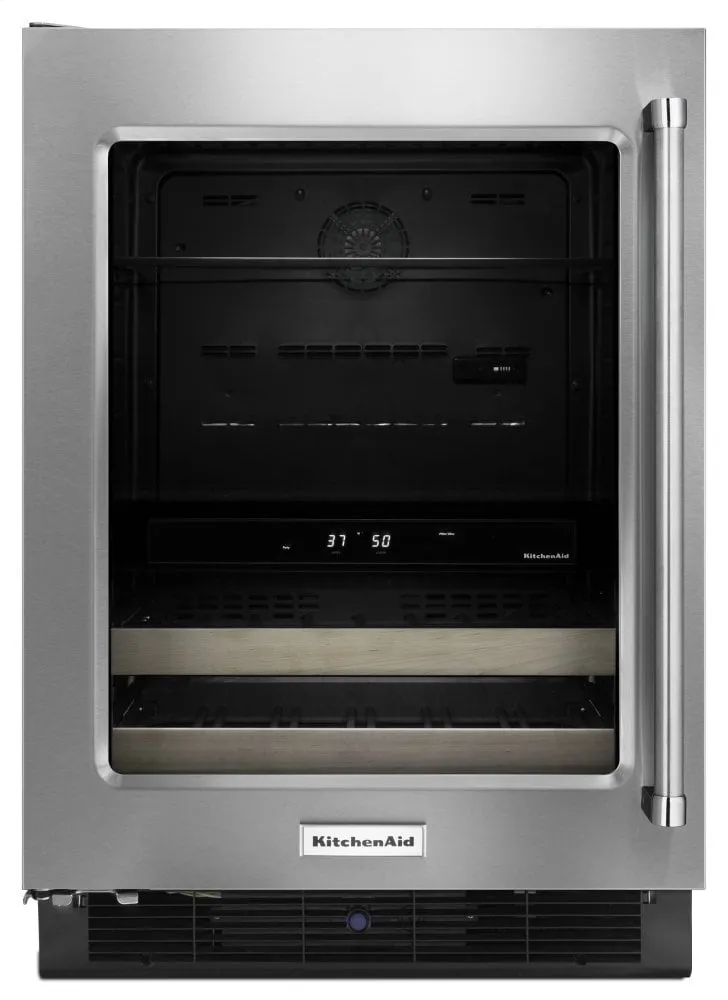 Kitchenaid KUBL204ESB 24" Beverage Center With Glass Door And Wood-Front Racks - Stainless Steel