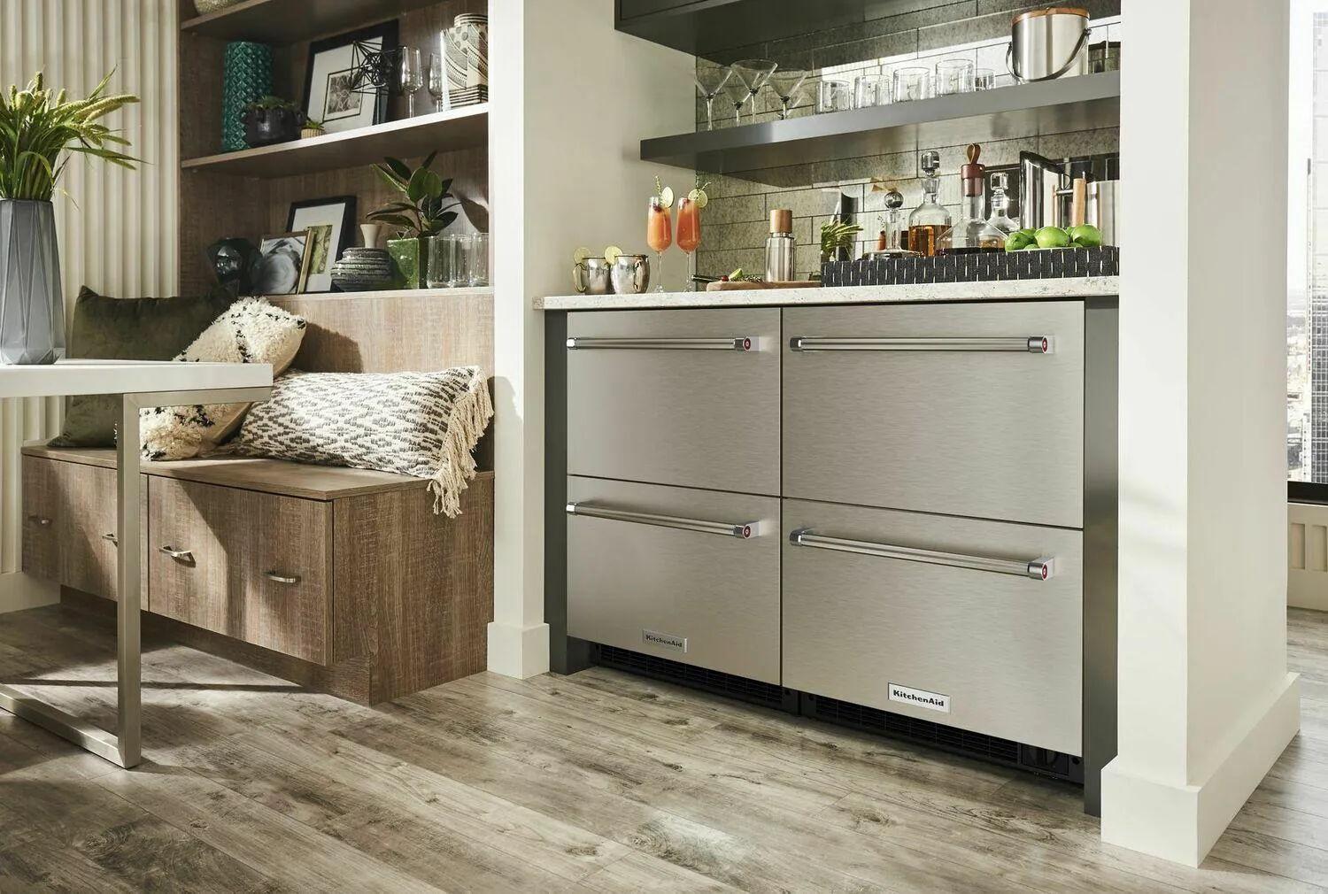 Kitchenaid KUDF204KSB 24" Stainless Steel Undercounter Double-Drawer Refrigerator/Freezer