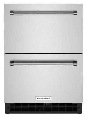 Kitchenaid KUDR204KSB 24" Stainless Steel Undercounter Double-Drawer Refrigerator - Black Cabinet/Stainless Doors