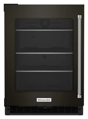 Kitchenaid KURL314KBS 24" Undercounter Refrigerator With Glass Door And Shelves With Metallic Accents - Black Stainless Steel With Printshield&#8482; Finish