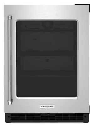 Kitchenaid KURR214KSB 24" Undercounter Refrigerator With Glass Door - Black Cabinet/Stainless Doors