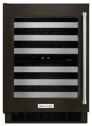 Kitchenaid KUWL304EBS 24" Wine Cellar With Glass Door And Metal-Front Racks - Black Stainless Steel With Printshield&#8482; Finish