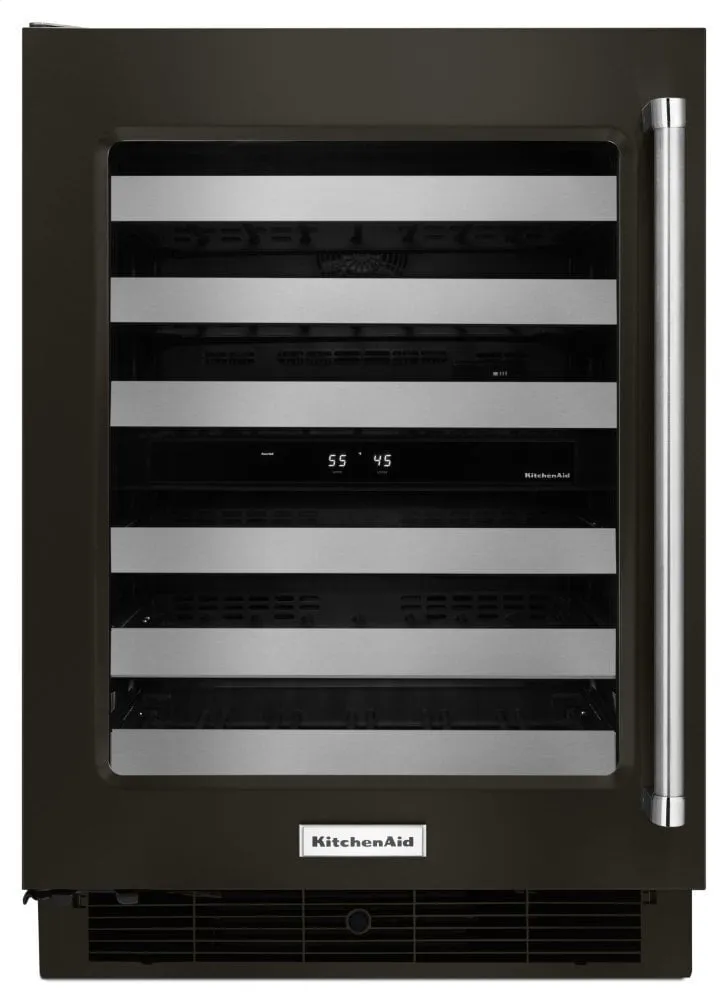 Kitchenaid KUWL304EBS 24" Wine Cellar With Glass Door And Metal-Front Racks - Black Stainless Steel With Printshield&#8482; Finish