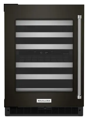 Kitchenaid KUWL314KBS 24" Undercounter Wine Cellar With Glass Door And Metal-Front Racks - Black Shell