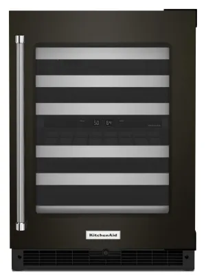 Kitchenaid KUWR314KBS 24" Undercounter Wine Cellar With Glass Door And Metal-Front Racks - Black Stainless