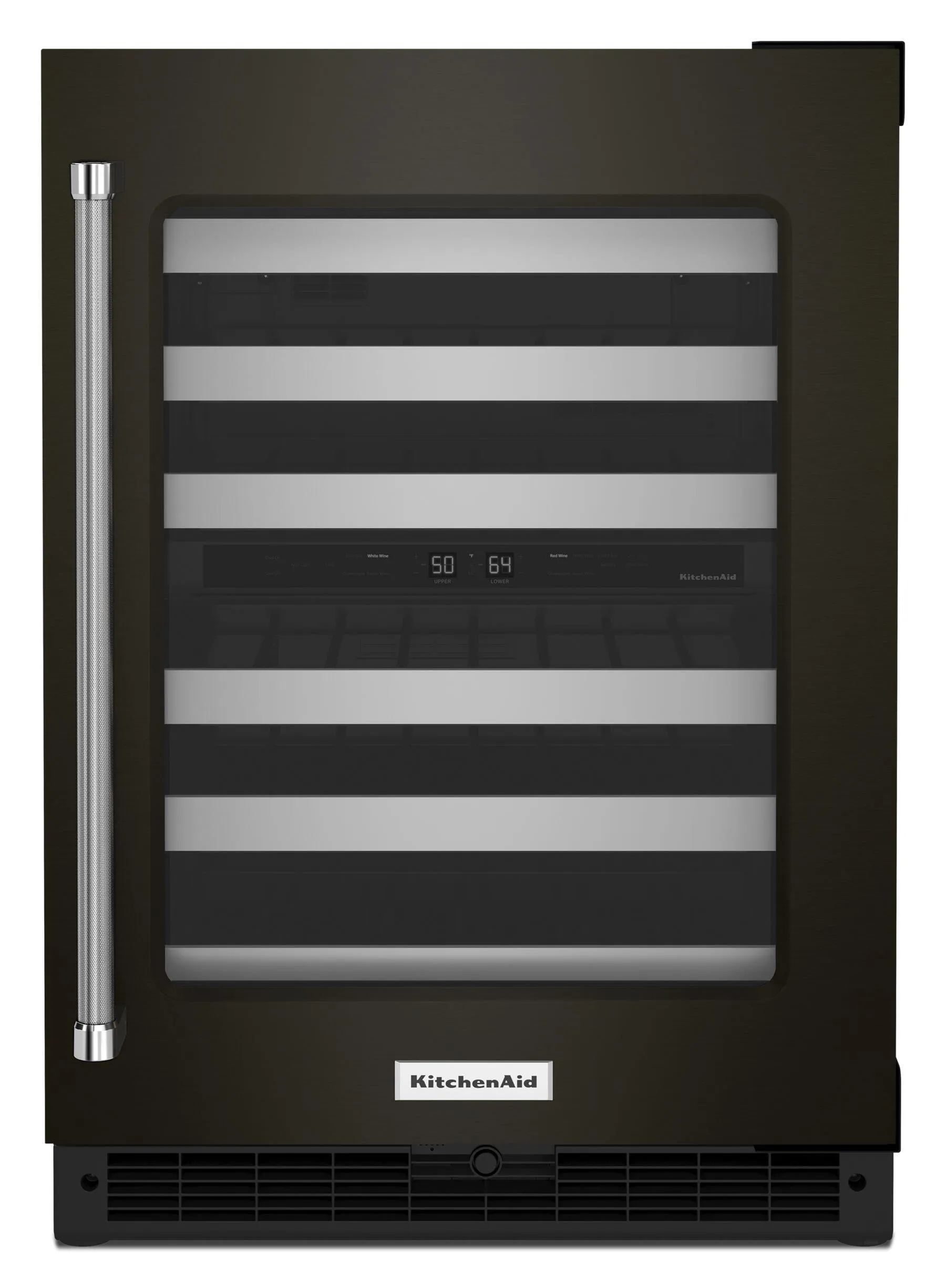 Kitchenaid KUWR314KBS 24" Undercounter Wine Cellar With Glass Door And Metal-Front Racks - Black Stainless