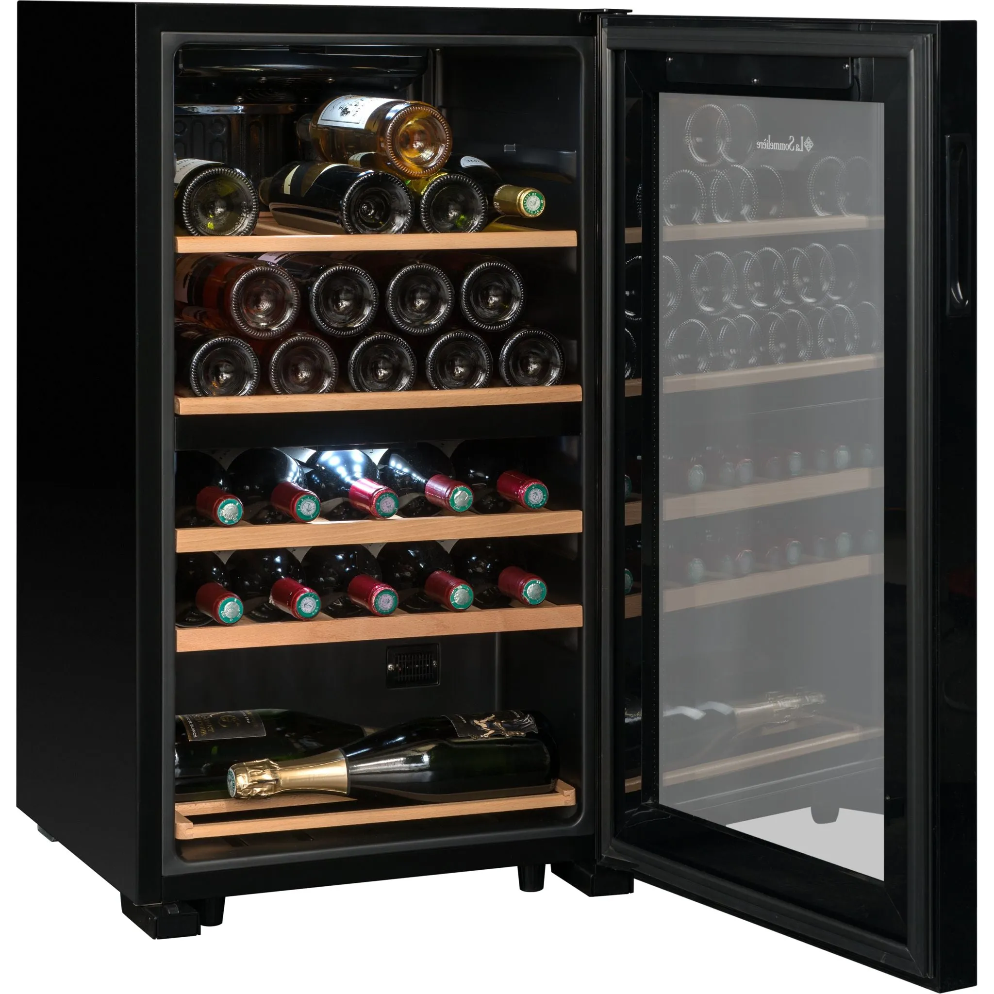 La Sommeliere - Dual Zone - 32 Bottle - Freestanding Wine Fridge - SLS32DZBLACK