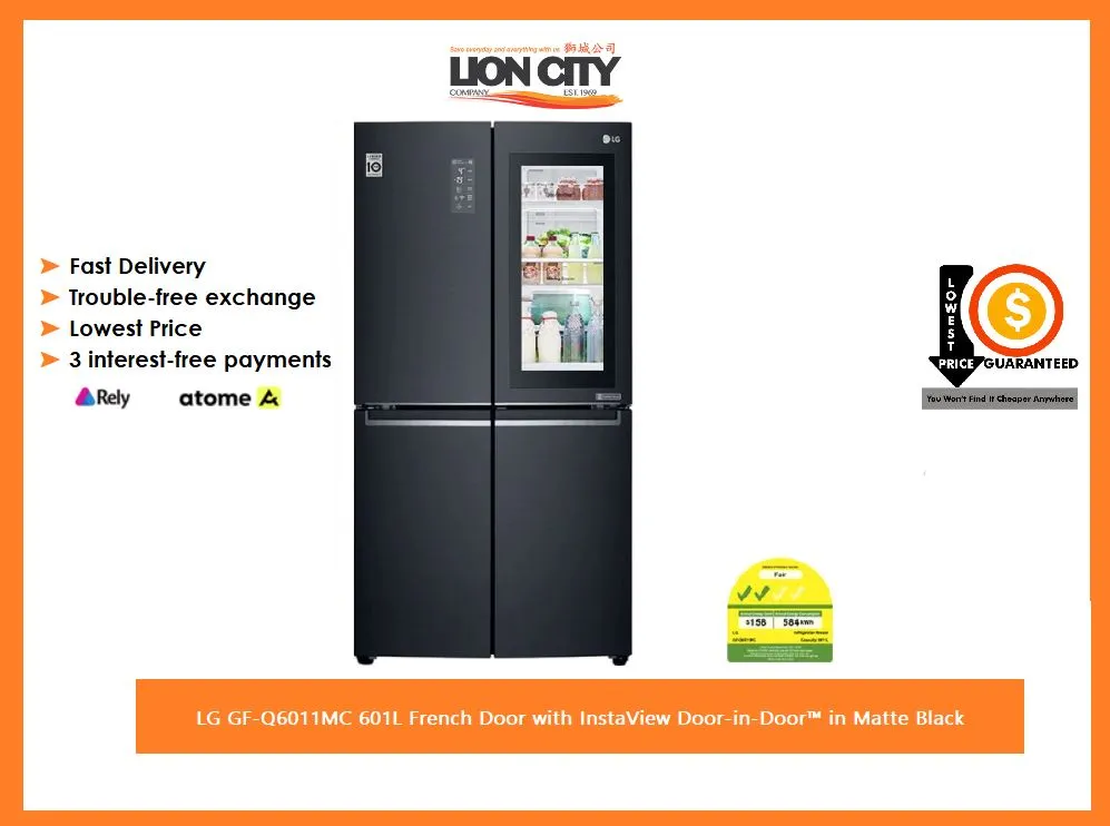 LG GF-Q6011MC 601L French Door with InstaView Door-in-Door in Matte Black