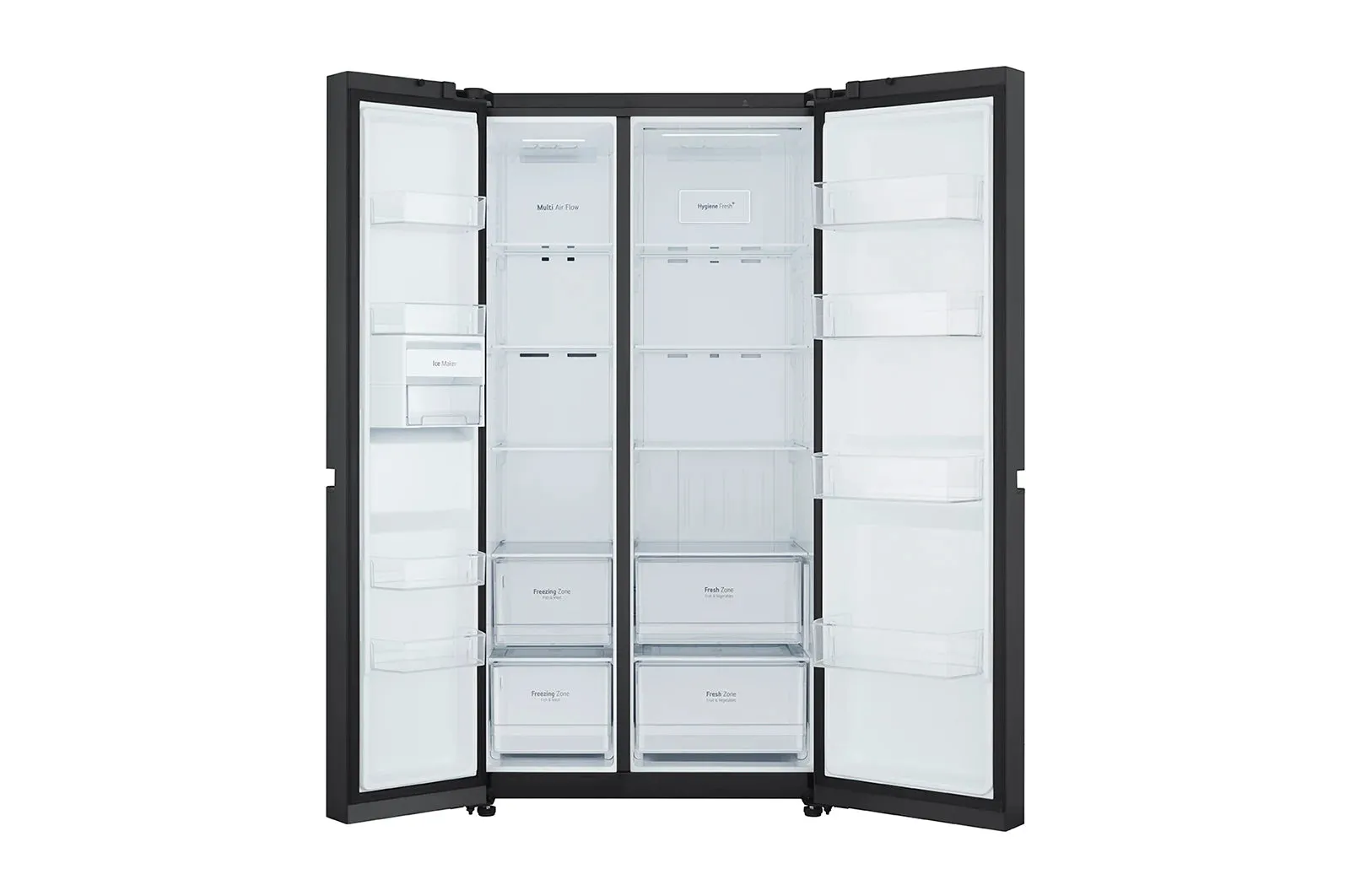 LG GS-B6473BM 647L side-by-side-fridge with Smart Inverter Compressor in Black Glass Mirror