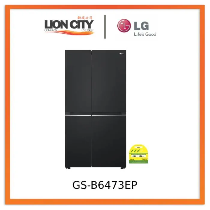 LG GS-B6473EP Side-by-Side Refrigerator, Smart Inverter Compressor, 647L, Essence Matte Black