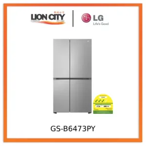 LG GS-B6473PY Side-by-Side Refrigerator, Smart Inverter Compressor, 647L, Prime Silver