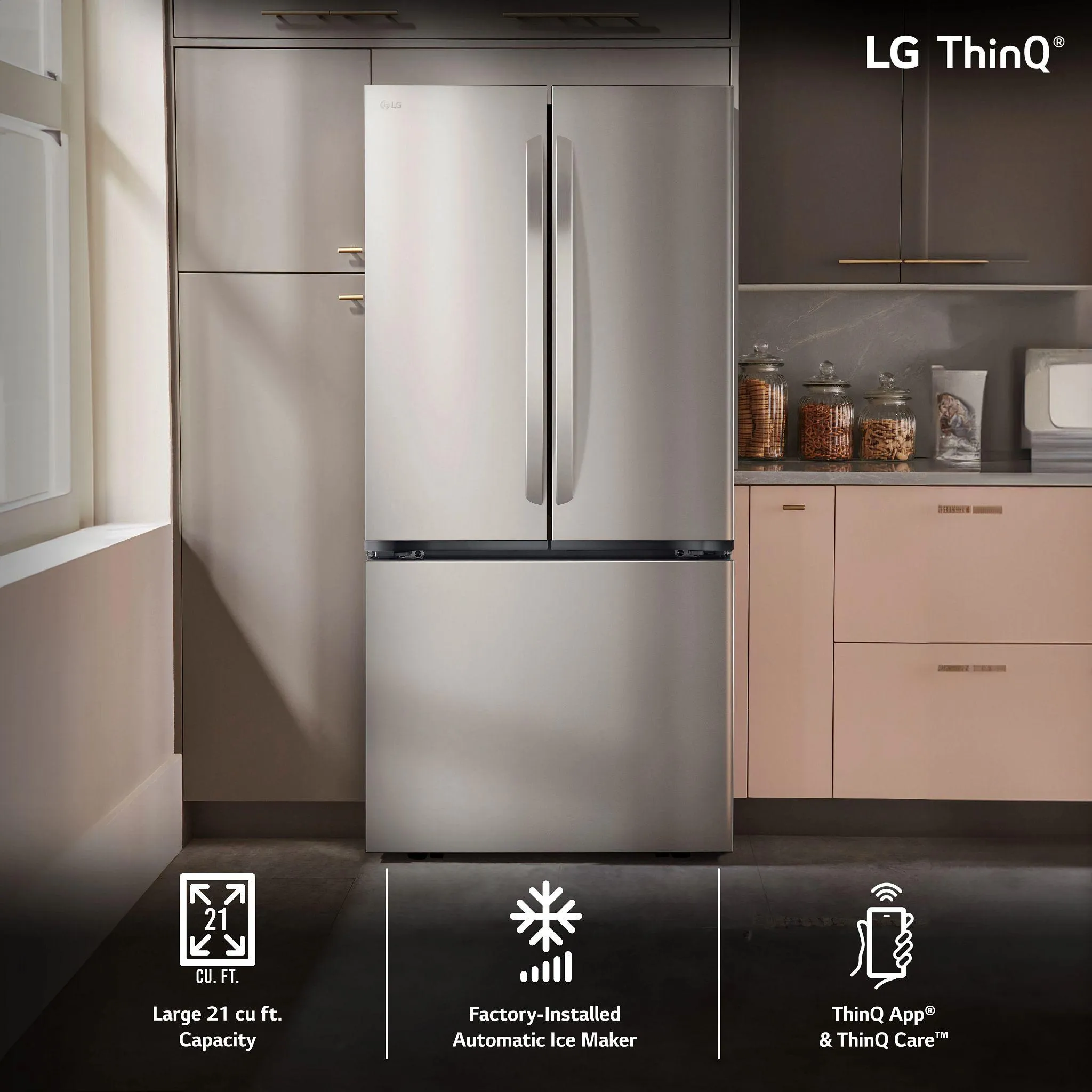 Lg LF21G6200S 21 Cu. Ft., 3-Door French Door, Counter-Depth Max&#8482; Refrigerator