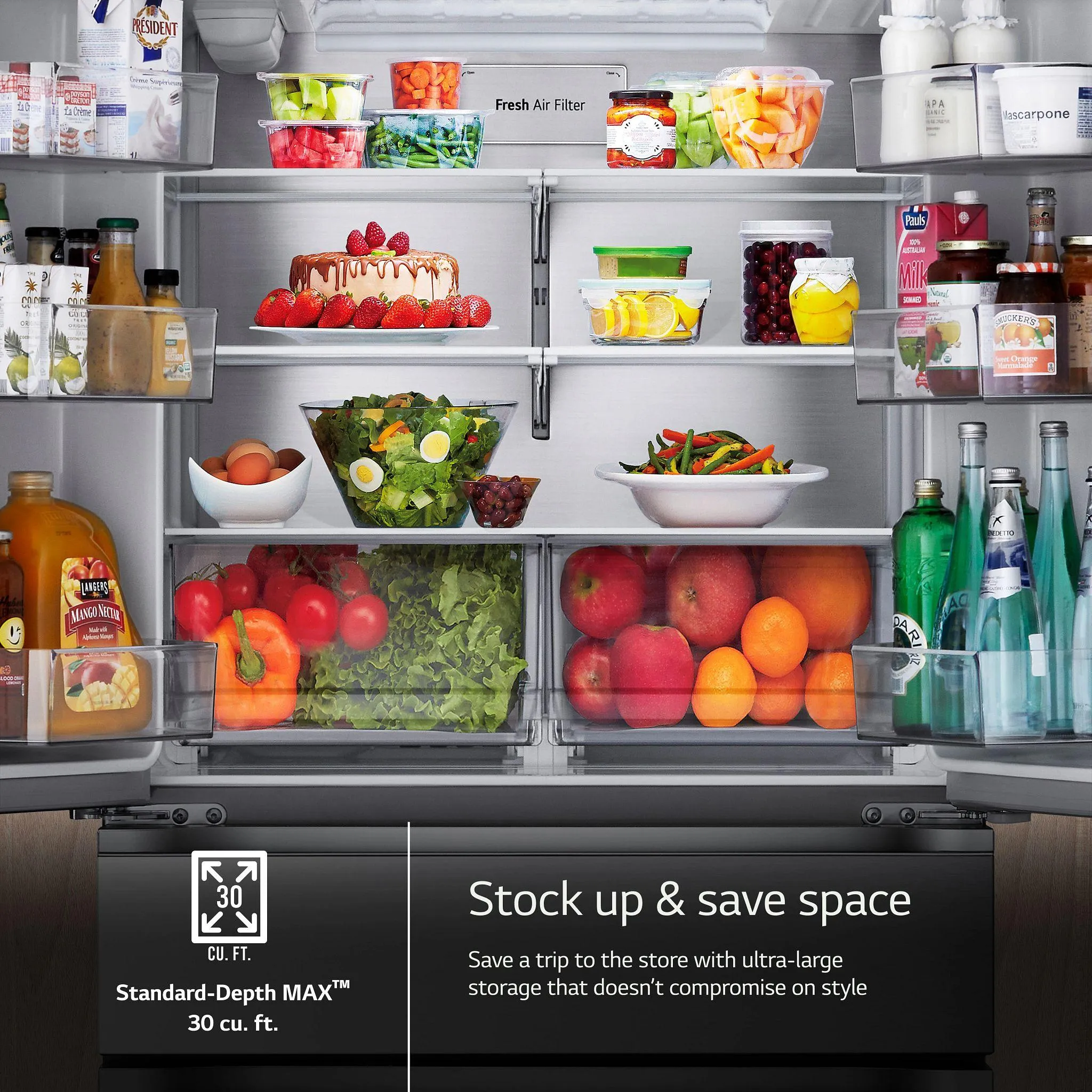 Lg LF30S8210S 30 Cu. Ft. Smart Standard-Depth Max&#8482; 4-Door French Door Refrigerator With Full-Convert Drawer&#8482;