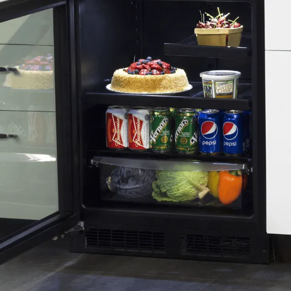 Marvel MABV224SG31A 24-In Low Profile Built-In Beverage Center With Convertible Shelf And Maxstore Bin With Door Style - Stainless Steel Frame Glass