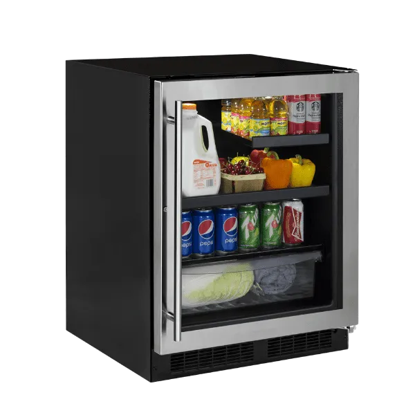 Marvel MABV224SG31A 24-In Low Profile Built-In Beverage Center With Convertible Shelf And Maxstore Bin With Door Style - Stainless Steel Frame Glass