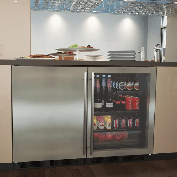 Marvel MABV224SG31A 24-In Low Profile Built-In Beverage Center With Convertible Shelf And Maxstore Bin With Door Style - Stainless Steel Frame Glass
