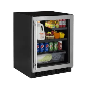 Marvel MABV224SG31A 24-In Low Profile Built-In Beverage Center With Convertible Shelf And Maxstore Bin With Door Style - Stainless Steel Frame Glass