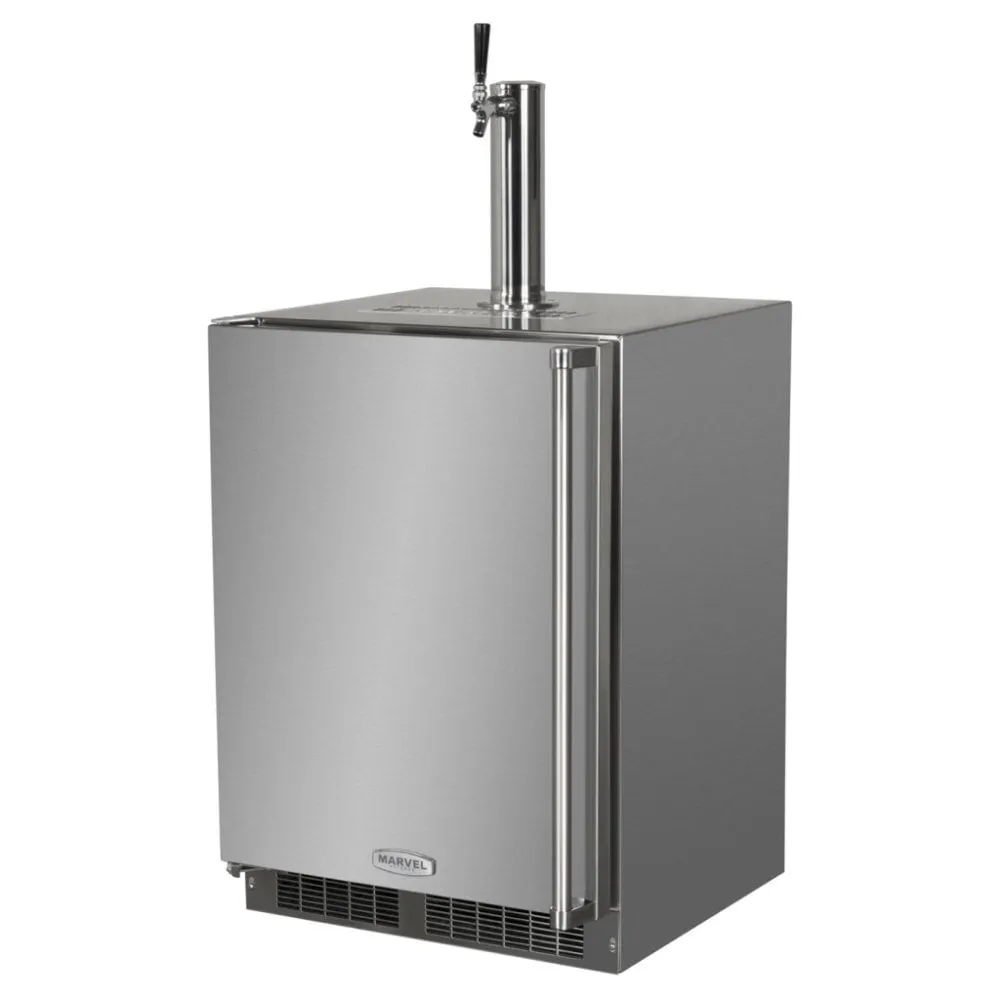 Marvel MO24BSS2LS Outdoor 24" Single Tap Built In Beer Dispenser With Stainless Steel Door - Solid Stainless Steel Door With Lock - Left Hinge