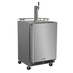 Marvel MO24BSSMRS 24" Outdoor Single Tap Mobile Beer Dispenser With Stainless Steel Door - Solid Stainless Steel Door With Lock, Right Hinge
