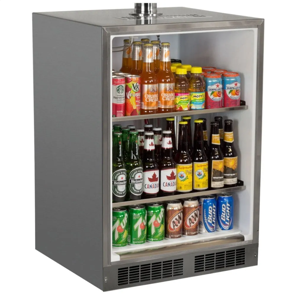 Marvel MO24BSSMRS 24" Outdoor Single Tap Mobile Beer Dispenser With Stainless Steel Door - Solid Stainless Steel Door With Lock, Right Hinge