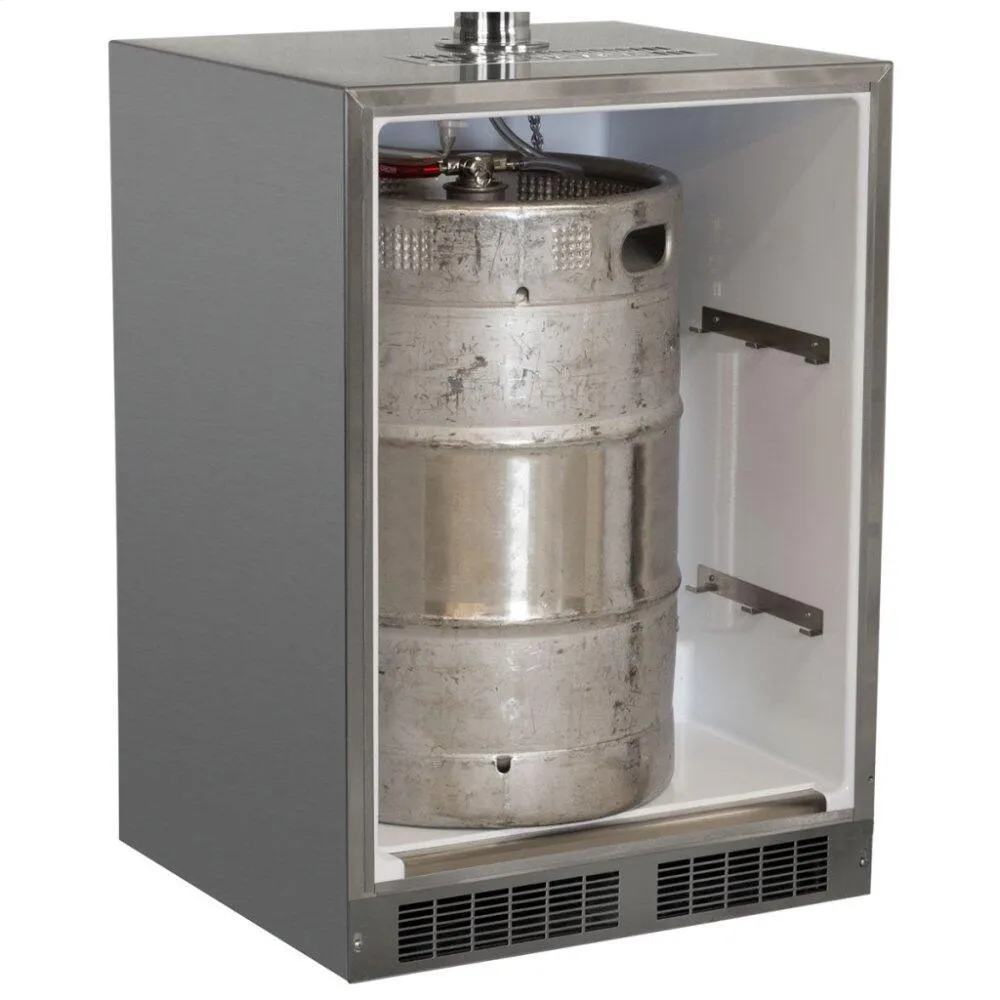 Marvel MO24BSSMRS 24" Outdoor Single Tap Mobile Beer Dispenser With Stainless Steel Door - Solid Stainless Steel Door With Lock, Right Hinge