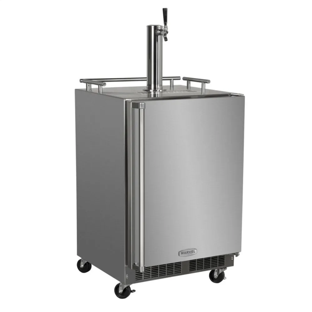 Marvel MO24BSSMRS 24" Outdoor Single Tap Mobile Beer Dispenser With Stainless Steel Door - Solid Stainless Steel Door With Lock, Right Hinge