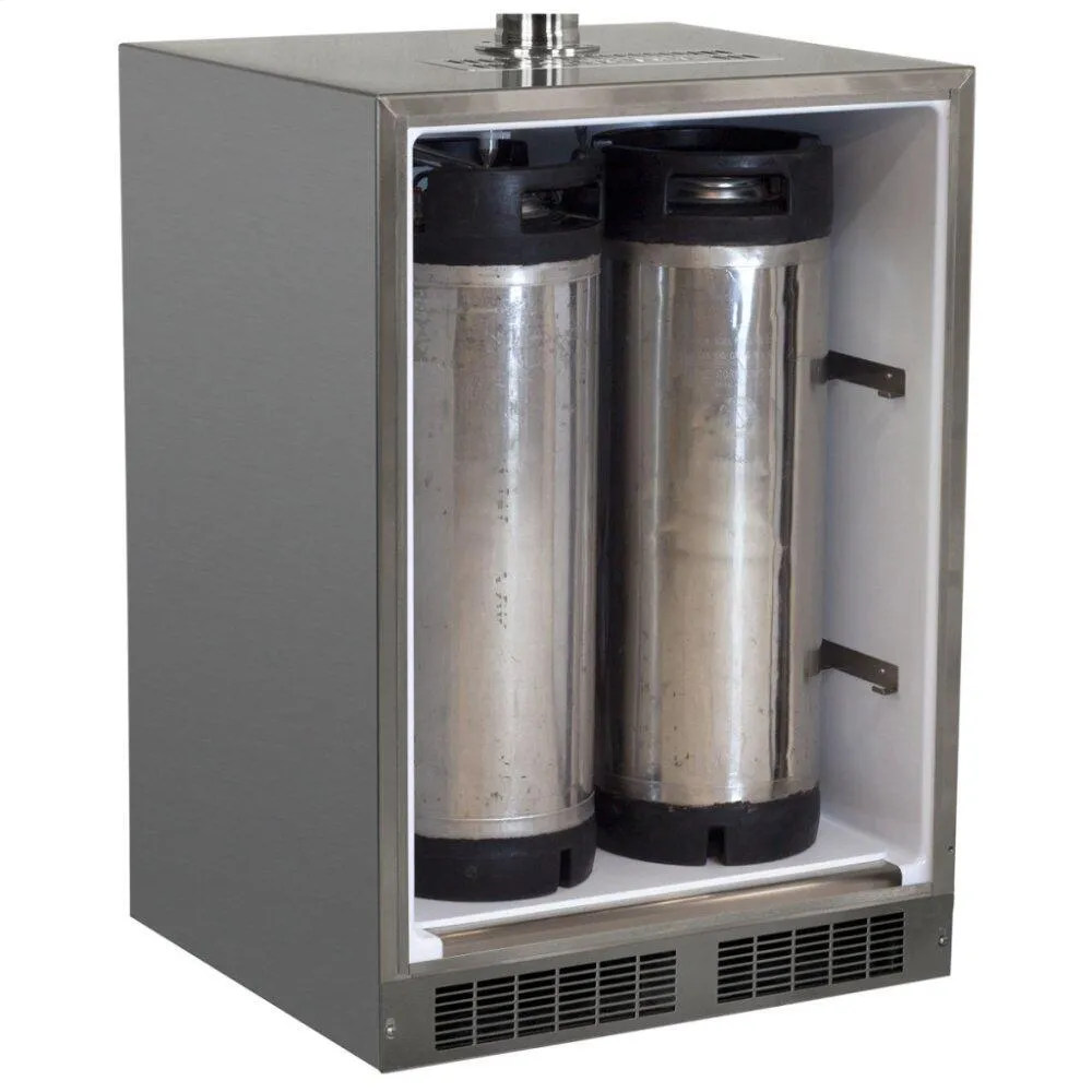 Marvel MO24BSSMRS 24" Outdoor Single Tap Mobile Beer Dispenser With Stainless Steel Door - Solid Stainless Steel Door With Lock, Right Hinge