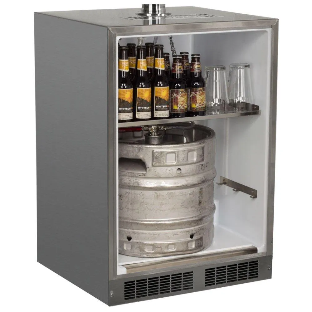 Marvel MO24BSSMRS 24" Outdoor Single Tap Mobile Beer Dispenser With Stainless Steel Door - Solid Stainless Steel Door With Lock, Right Hinge