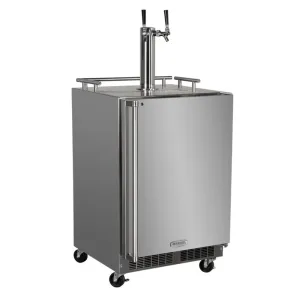 Marvel MO24BTSMRS Outdoor 24" Twin Tap Mobile Beer Dispenser With Stainless Steel Door - Solid Stainless Steel Door With Lock - Right Hinge