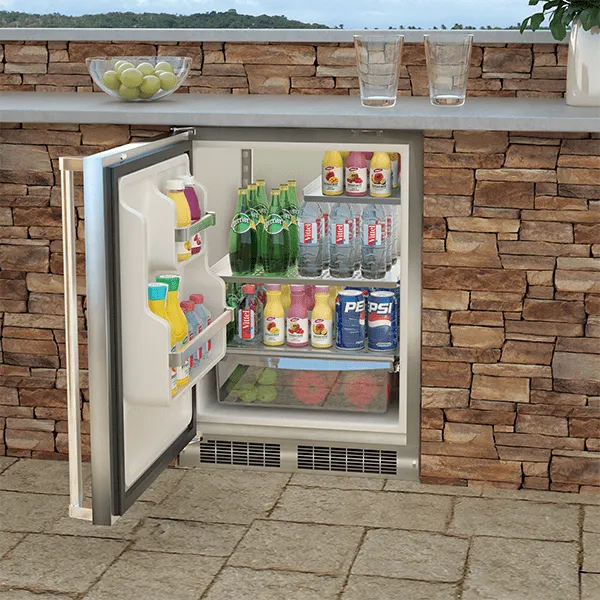 Marvel MORE224SS51A 24-In Outdoor Built-In Refrigerator With Door Storage And Maxstore Bin With Door Style - Stainless Steel, Door Swing - Left