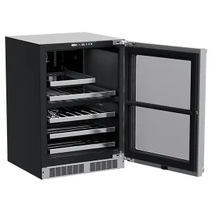 Marvel MPBD424SG31A 24-In Professional Built-In Dual Zone Wine And Beverage Center With Door Style - Stainless Steel Frame Glass