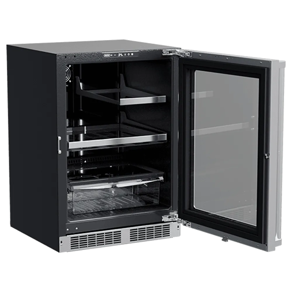 Marvel MPRE424SG31A 24-In Professional Built-In Refrigerator With 3-In-1 Convertible Shelf, Maxstore Bin And Reversible Hinge With Door Style - Stainless Steel Frame Glass