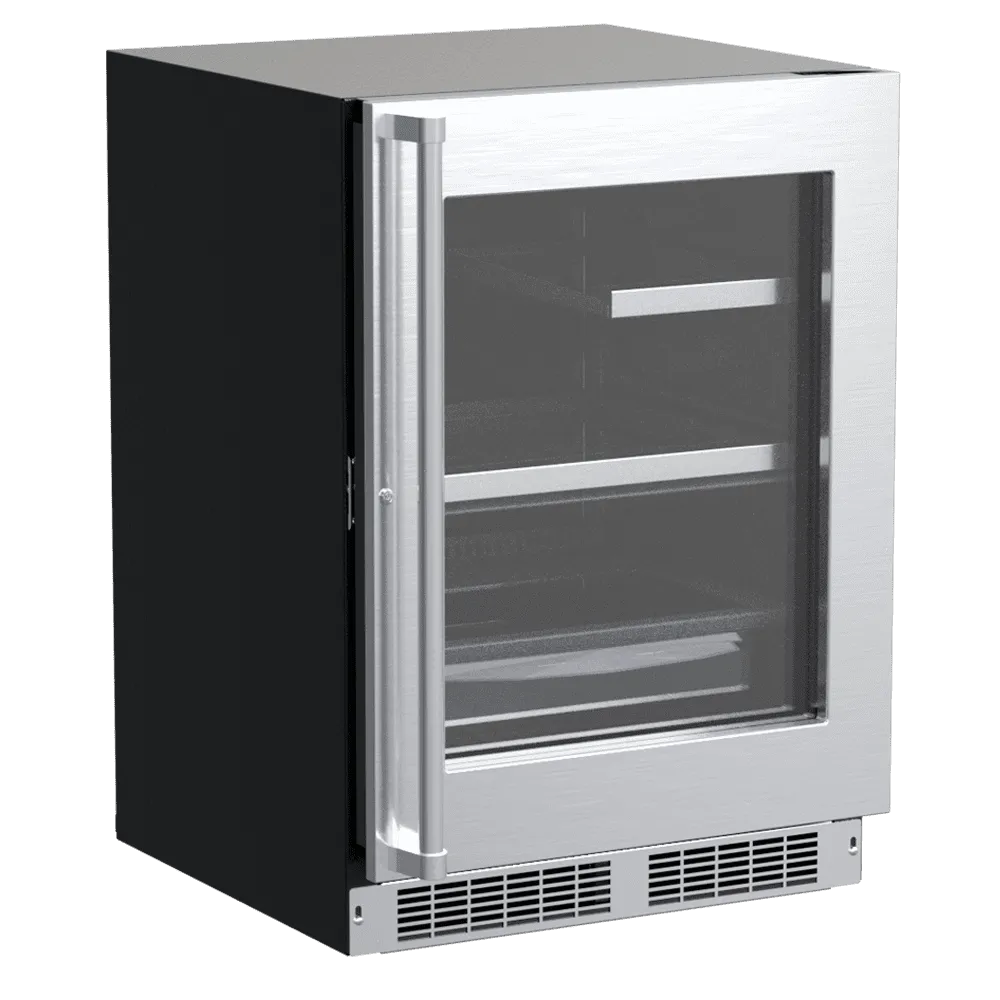 Marvel MPRE424SG31A 24-In Professional Built-In Refrigerator With 3-In-1 Convertible Shelf, Maxstore Bin And Reversible Hinge With Door Style - Stainless Steel Frame Glass