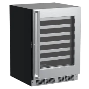 Marvel MPWC424SG31A 24-In Professional Built-In Single Zone Wine Refrigerator With Reversible Hinge With Door Style - Stainless Steel Frame Glass