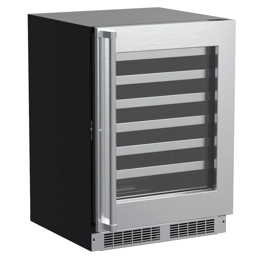Marvel MPWC424SG31A 24-In Professional Built-In Single Zone Wine Refrigerator With Reversible Hinge With Door Style - Stainless Steel Frame Glass
