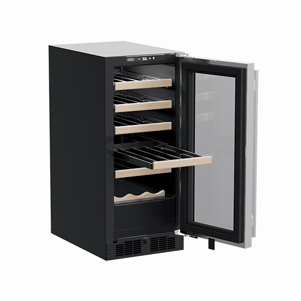 Marvel MLWC115SG01A 15-In Built-In Single Zone Wine Refrigerator With Wine Cradle With Door Style - Stainless Steel Frame Glass