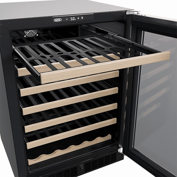 Marvel MLWC124SG01A 24-In Built-In Single Zone Wine Refrigerator With Wine Cradle With Door Style - Stainless Steel Frame Glass