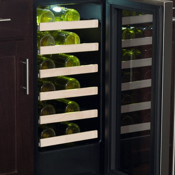 Marvel MLWC215SG01A 15-In Built-In High-Efficiency Single Zone Wine Refrigerator With Door Style - Black-Gray Frame Glass