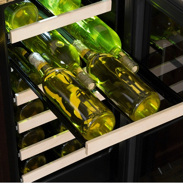 Marvel MLWC215SG01A 15-In Built-In High-Efficiency Single Zone Wine Refrigerator With Door Style - Black-Gray Frame Glass
