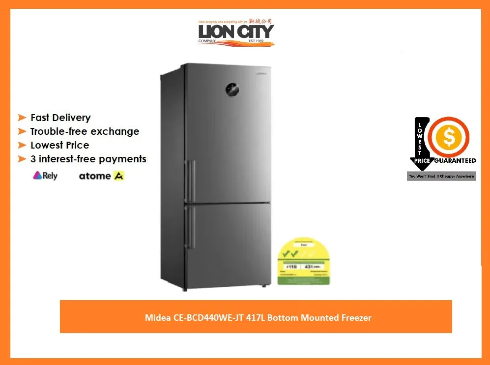 Midea CE-BCD440WE-JT 417L Bottom Mounted Freezer