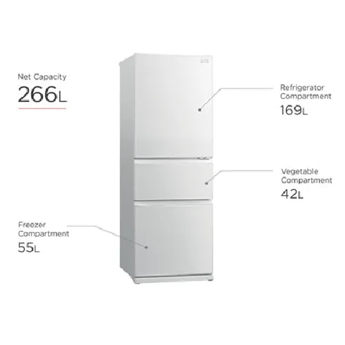 Mitsubishi Electric MR-CGX41EX-GBR-P/GWH-P 328L 3-Door Fridge