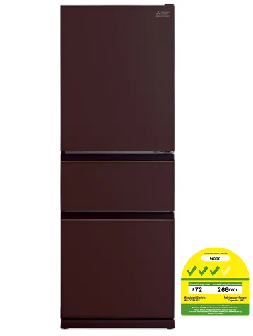 Mitsubishi MR-CGX41ES-GWH-P/GBR-P 266l 3-Door Fridge
