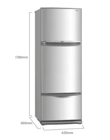 Mitsubishi MR-V45EG-ST-P 337l 3-Door Fridge Top Freezer (2 Ticks)