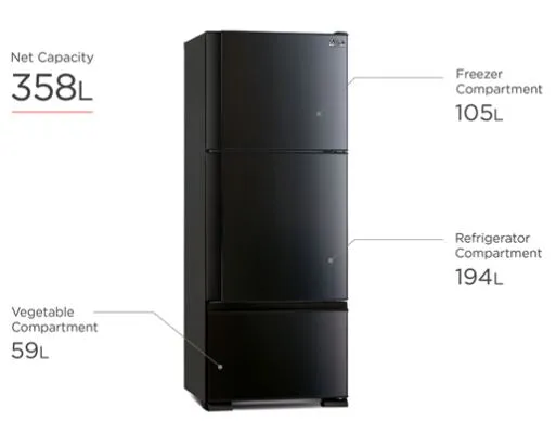 Mitsubishi MR-V50E2G-SB-P 3 Door Fridge