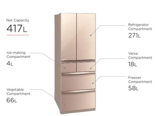 Mitsubishi MR-WX47LF-F-P 6-Door Refrigerator (371L)