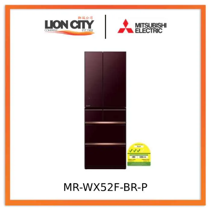 Mitsubishi MR-WX52F-F-P/ BR-P 6-Door Refrigerator (418L)
