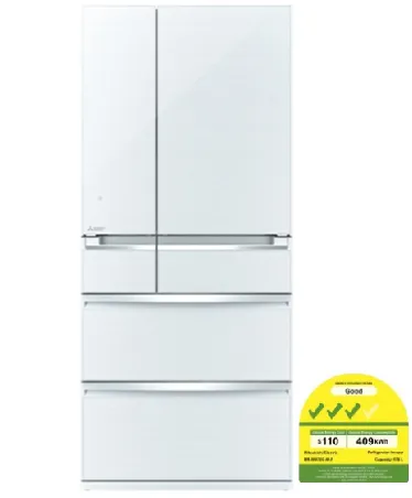 Mitsubishi MR-WX70C White/Brown 6 Door Fridge
