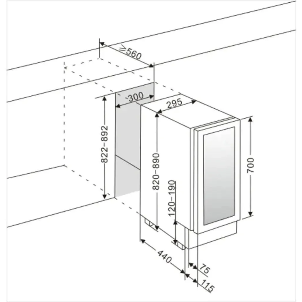 mQuve - 300mm - Undercounter - Champagne Wine Fridge - WineCave 700 30S