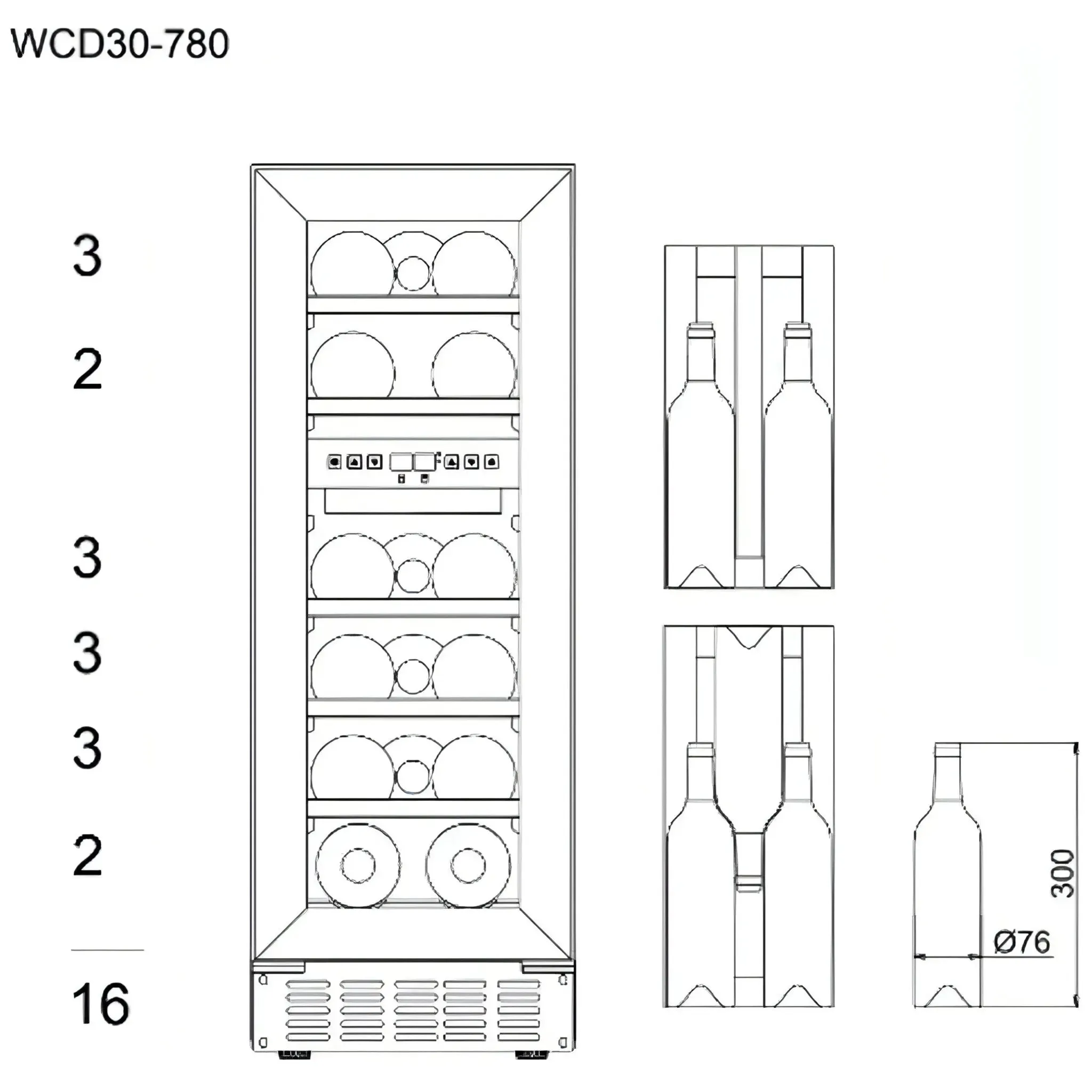 mQuve - 300mm - Undercounter Wine Fridge - WineCave 780 30D Anthracite Black